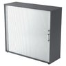 Grafietgrijze rolluikschrank BETA R 1733S met chromen metalen handgreep van hjh OFFICE PRO
