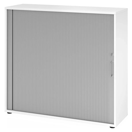 Witte rolluikast BETA R 1733S met grijs rolluik en metalen handgreep van hjh OFFICE PRO