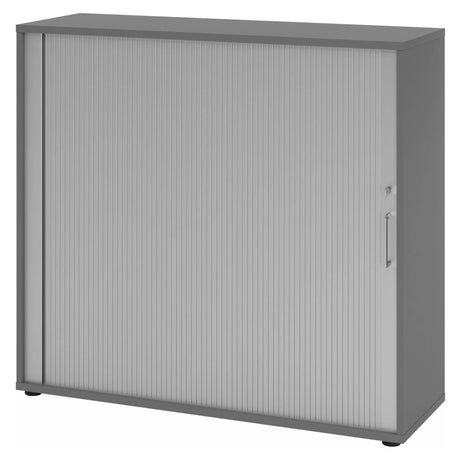 Grafietgrijze rolluikschrank BETA R 1733S van metaal met verticaal handvat van hjh OFFICE PRO
