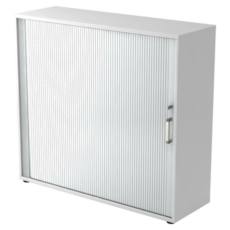 Witte rolluikkast BETA R 1733S van metaal met zilveren chromen handgreep van hjh OFFICE PRO