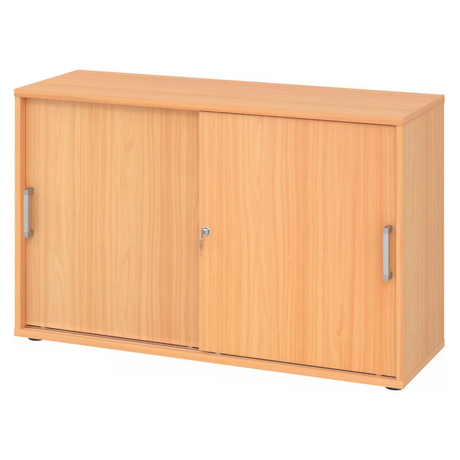 Schuifdeurkast BETA S 1752S in beukenlook met twee chromen grepen en slot van hjh OFFICE PRO