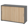 Schuifdeurenkast BETA S 1752S in grafiet en eiken met twee metalen grepen van hjh OFFICE PRO