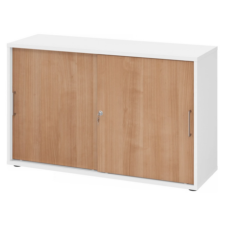 Schuifdeurkast BETA S 1752S in wit en walnoot met metalen grepen van hjh OFFICE PRO