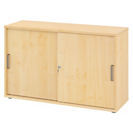 Schuifdeurenkast BETA S 1752S in esdoorn-optiek met twee streepgrepen en slot van hjh OFFICE PRO