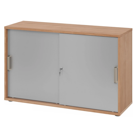 Schuifdeurkast BETA S 1752S in walnoot-look met zilverkleurige kunststof deuren van hjh OFFICE PRO