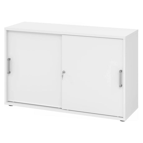 Witte schuifdeurkast BETA S 1752S met twee chromen handgrepen en slot van hjh OFFICE PRO