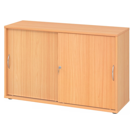 Schuifdeurenkast BETA S 1752S in beukenlook met twee metalen booggrepen van hjh OFFICE PRO