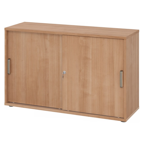 Schuifdeurenkast BETA S 1752S in walnoot-look met twee streepgrepen en slot van hjh OFFICE PRO