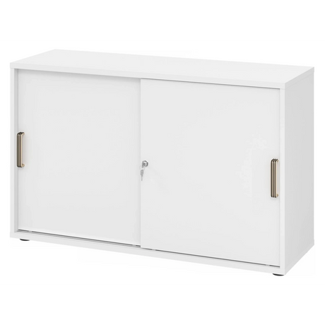 Witte schuifdeurenkast BETA S 1752S met twee streepgrepen en slot van hjh OFFICE PRO