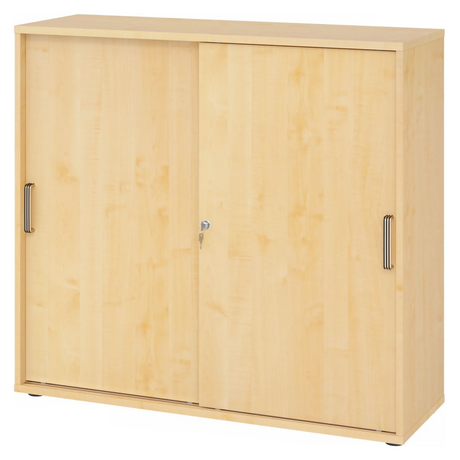 Schuifdeurkast BETA S 1753S in esdoornlook met streepgrepen en slot van hjh OFFICE PRO