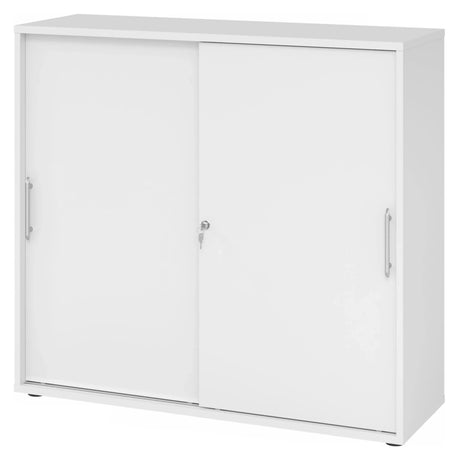 Witte schuifdeurenkast BETA S 1753S met kunststof relinggrepen van hjh OFFICE PRO