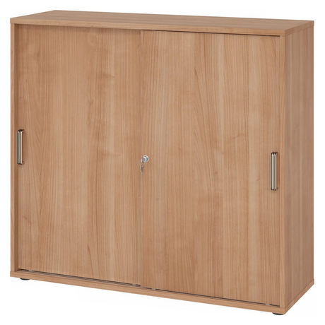 Schuifdeurenkast BETA S 1753S in houtoptiek met streepgrepen en slot van hjh OFFICE PRO