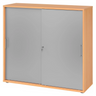Schuifdeurenkast BETA S 1753S in beukenlook met zilverkleurige fronten en metalen grepen van hjh OFFICE PRO