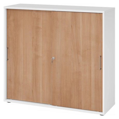 Schuifdeurenkast BETA S 1753S in wit en walnoot met metalen grepen van hjh OFFICE PRO