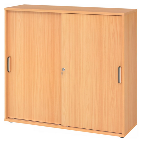 Schuifdeurkast BETA S 1753S in beukenlook met streepgrepen en slot van hjh OFFICE PRO