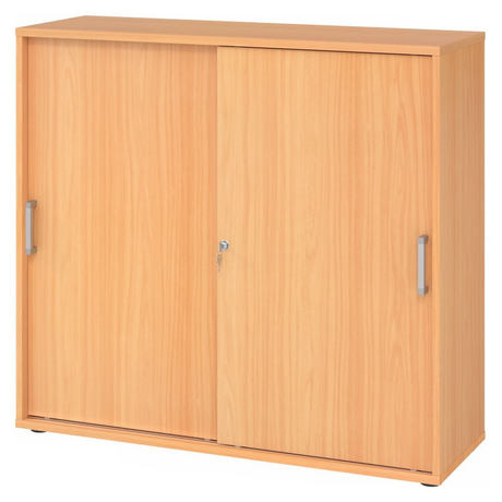 Schuifdeurenkast BETA S 1753S in beukenlook met twee deuren en chromen grepen van hjh OFFICE PRO