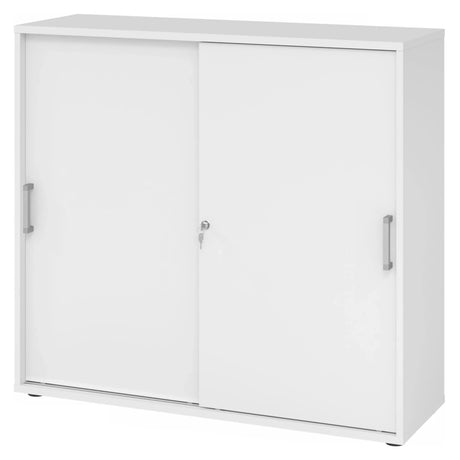 Witte schuifdeurkast BETA S 1753S met chromen grepen en slot van hjh OFFICE PRO