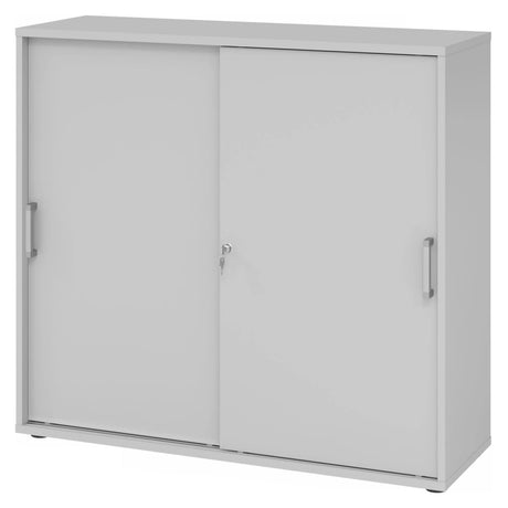 Grijze schuifdeurkast BETA S 1753S van metaal met chromen handgrepen van hjh OFFICE PRO
