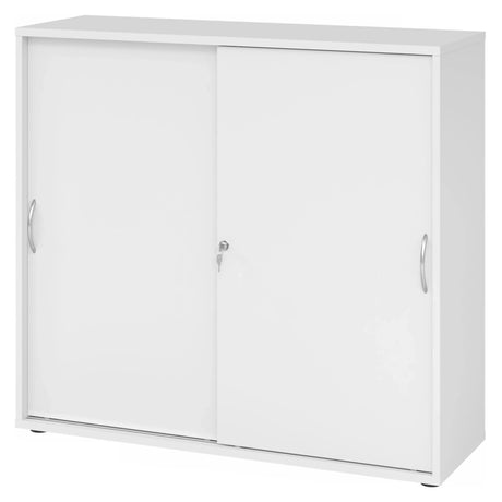 Witte schuifdeurkast BETA S 1753S met metalen booggrepen en slot van hjh OFFICE PRO
