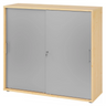 Schuifdeurenkast BETA S 1753S in esdoornoptiek met zilverkleurige fronten en metalen handgrepen van hjh OFFICE PRO