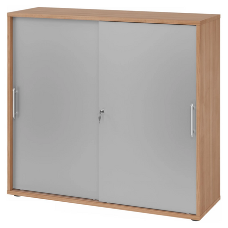 Schuifdeurkast BETA S 1753S in walnoot-look met zilveren fronten en relinggrepen van hjh OFFICE PRO