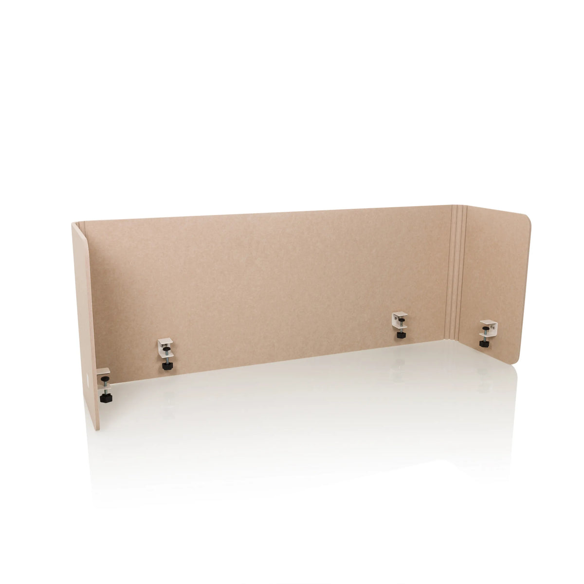 Beige Tafelverdeler FLEXMIUT U met zijvleugels en vier bevestigingsklemmen van hjh OFFICE – 360-gradenweergave (vooraanzicht 15°)