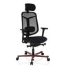High end bureaustoel BICOLORE HIGH in zwart en rood met netrugleuning en hoofdsteun van hjh OFFICE