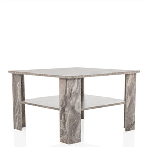 Grijze Salontafel BISMO in marmeroptiek met een aflegplateau van hjh LIVING
