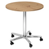 Systeem conferentietafel BISTRO 80R C met ronde plaat van knoestige eik, chroomonderstel en wielen van hjh OFFICE PRO