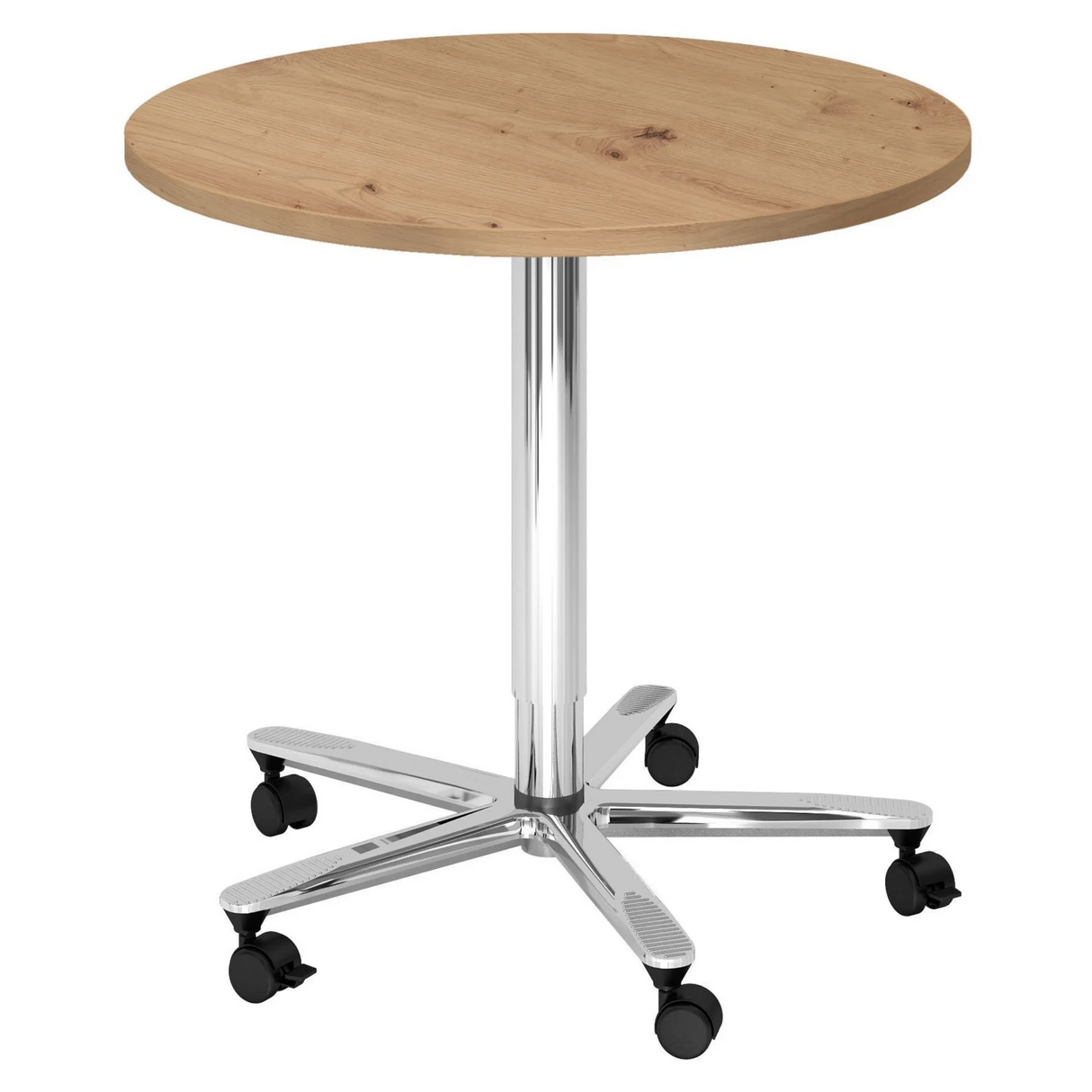 BISTRO 80R C | Bijzettafel op wieltjes | Ø 80 | chroom - Systeem conferentietafel 