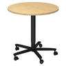 Ronde Systeem conferentietafel BISTRO 80R D met esdoornhouten blad en zwart stervormig onderstel op wielen van hjh OFFICE PRO