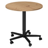 Ronde Systeem conferentietafel BISTRO 80R D met tafelblad in rustiek eiken en zwart onderstel op wielen van hjh OFFICE PRO