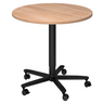 Ronde Systeem conferentietafel BISTRO 80R D met lichtbruin houten blad en zwart onderstel op wielen van hjh OFFICE PRO