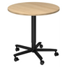 Systeem conferentietafel BISTRO 80R D met rond eikenhouten tafelblad en zwart stervormig onderstel op wielen van hjh OFFICE PRO
