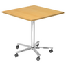 Systeem conferentietafel BISTRO 88Q C met beukenkleurige plaat en verchroomd kruisvoet op wielen van hjh OFFICE PRO