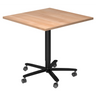 Systeem conferentietafel BISTRO 88Q D met blad in walnoot-look en zwart kruisvoet op wielen van hjh OFFICE PRO