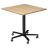 Systeem conferentietafel BISTRO 88Q D met vierkant eikenhouten blad en zwart stervormig onderstel op wielen van hjh OFFICE PRO