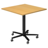 Systeem conferentietafel BISTRO 88Q D met beukenkleurig blad en zwart stervormig onderstel op wielen van hjh OFFICE PRO