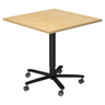 Systeem conferentietafel BISTRO 88Q D met esdoornhouten blad en zwart stervormig onderstel op wielen van hjh OFFICE PRO