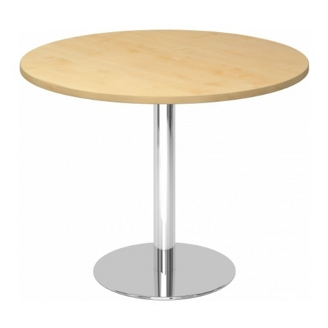 Ronde Systeem conferentietafel BISTRO F100R C met esdoornhouten blad en chromen onderstel van hjh OFFICE PRO