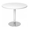 Ronde Systeem conferentietafel BISTRO F100R C met wit tafelblad en chromen onderstel van hjh OFFICE PRO