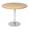 Ronde Systeem conferentietafel BISTRO F100R C met eikenhouten blad en chromen voet van hjh OFFICE PRO