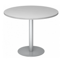 Ronde Systeem conferentietafel BISTRO F100R S in zilvergrijs met centrale voet van hjh OFFICE PRO