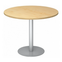 Ronde Systeem conferentietafel BISTRO F100R S met esdoornhouten blad en zilveren voet van hjh OFFICE PRO