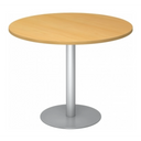 Ronde Systeem conferentietafel BISTRO F100R S in beukenhout-look met zilveren voet van hjh OFFICE PRO
