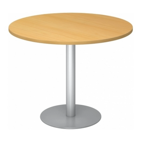 Ronde Systeem conferentietafel BISTRO F100R S in beukenhout-look met zilveren voet van hjh OFFICE PRO