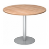 Ronde Systeem conferentietafel BISTRO F100R S met licht houten blad en zilverkleurige voet van hjh OFFICE PRO
