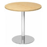 Ronde Systeem conferentietafel BISTRO F80R C met lichte esdoornoppervlakte en verchroomde voet van hjh OFFICE PRO
