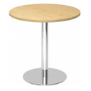 Ronde Systeem conferentietafel BISTRO F80R C met lichte esdoornoppervlakte en verchroomde voet van hjh OFFICE PRO