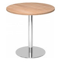 Ronde Systeem conferentietafel BISTRO F80R C met walnotenhouten blad en chromen onderstel van hjh OFFICE PRO
